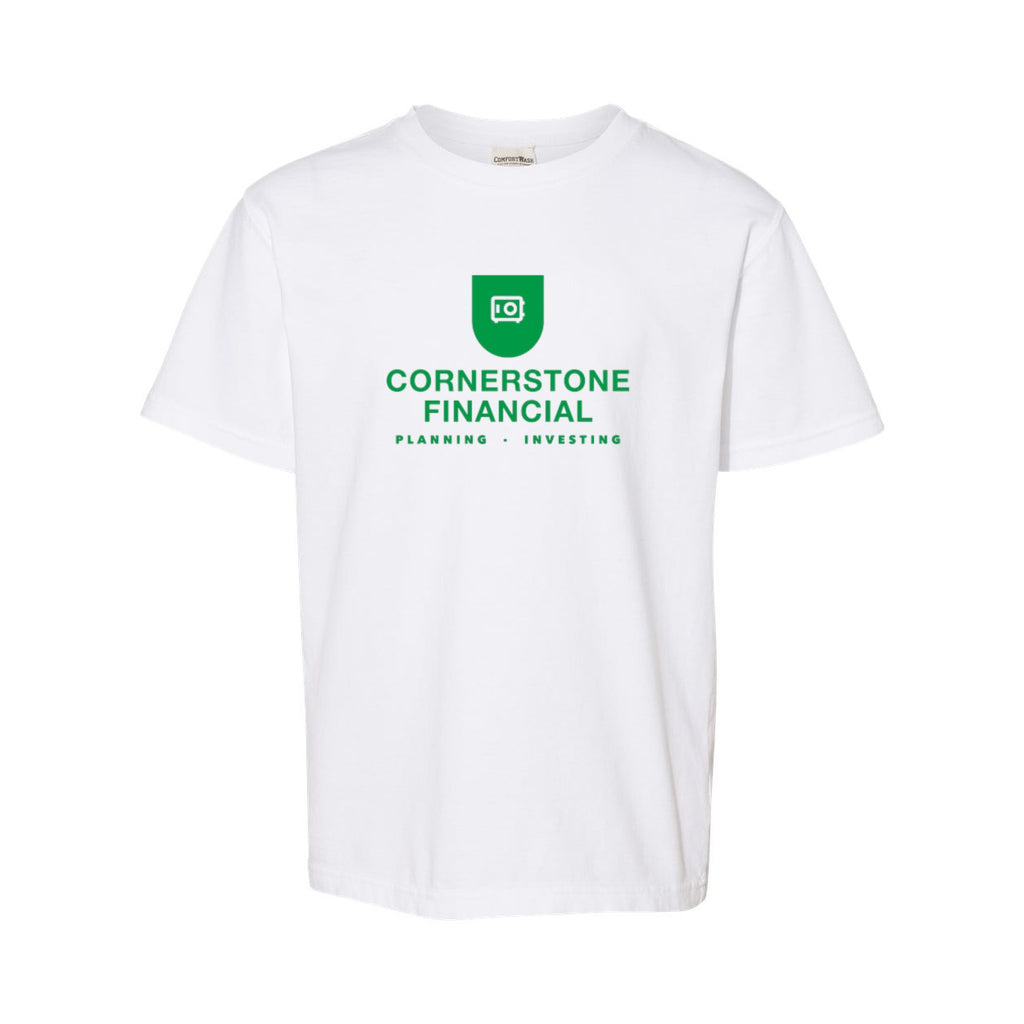 ComfortWash by Hanes Youth Garment-Dyed T-Shirt - White - Front