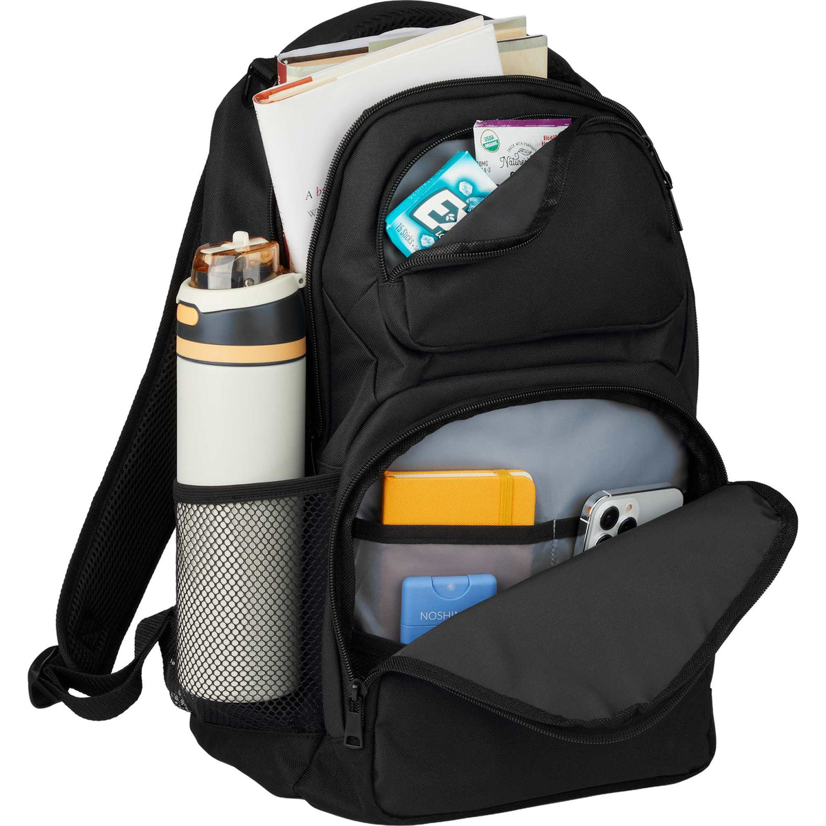 Commander Recycled Laptop Backpack with AirTag Pocket, 16 Inch - Charcoal - Propped