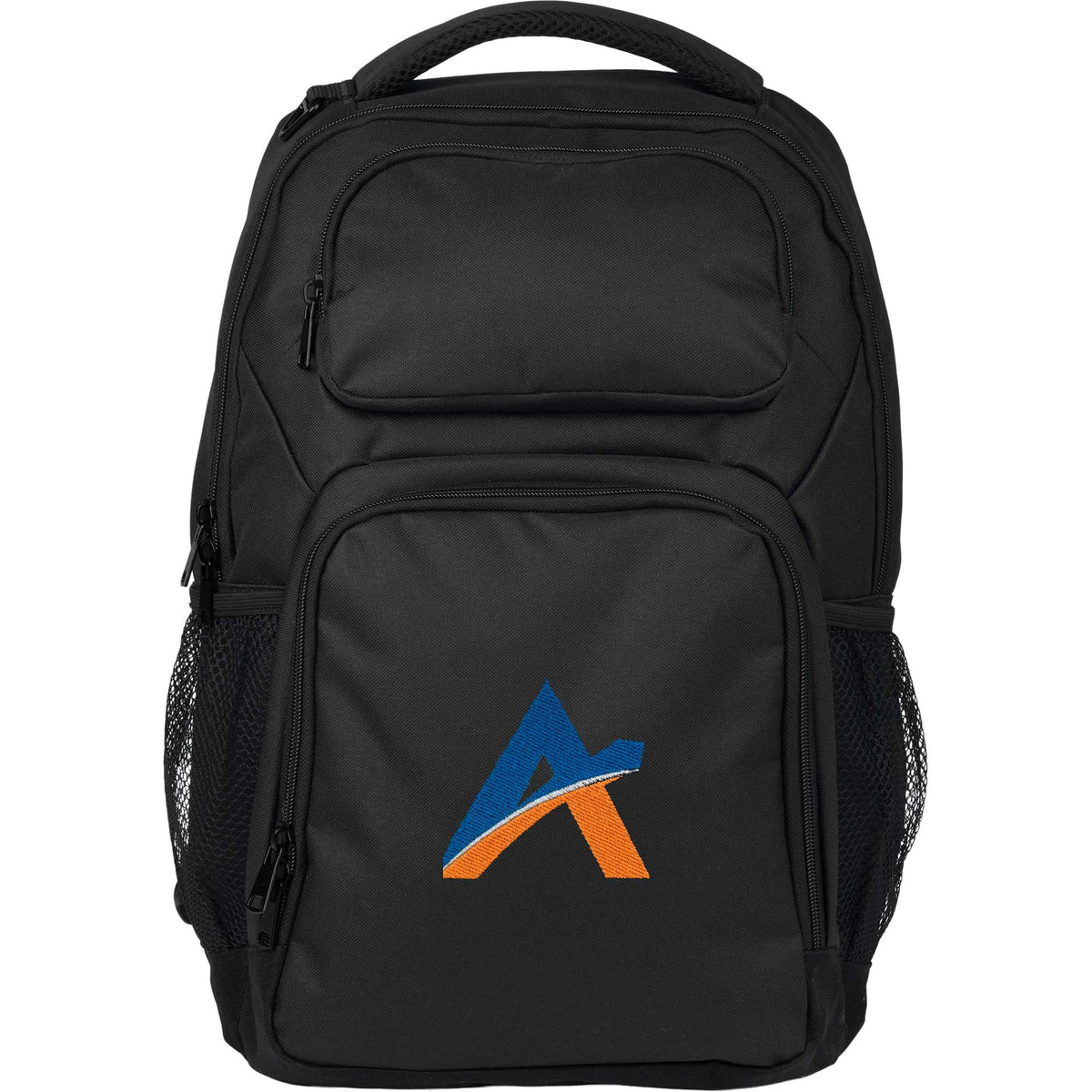 Commander Recycled Laptop Backpack with AirTag Pocket, 16 Inch Embroidery - Charcoal - Front