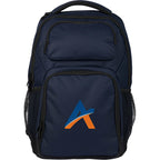Commander Recycled Laptop Backpack with AirTag Pocket, 16 Inch Embroidery - Navy - Front