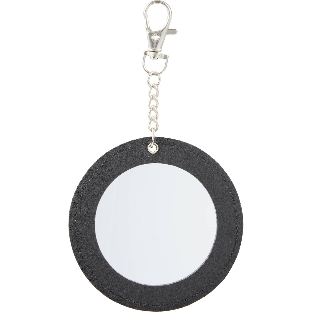 Compact Mirror Bag Charm with Lobster Clip - Black - Back