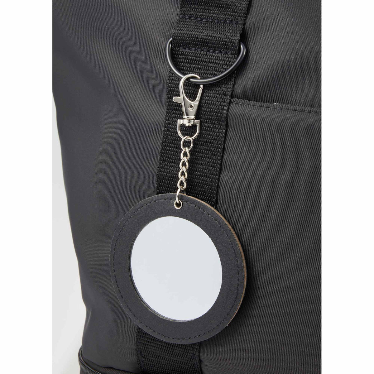 Compact Mirror Bag Charm with Lobster Clip - Black - Detail 3