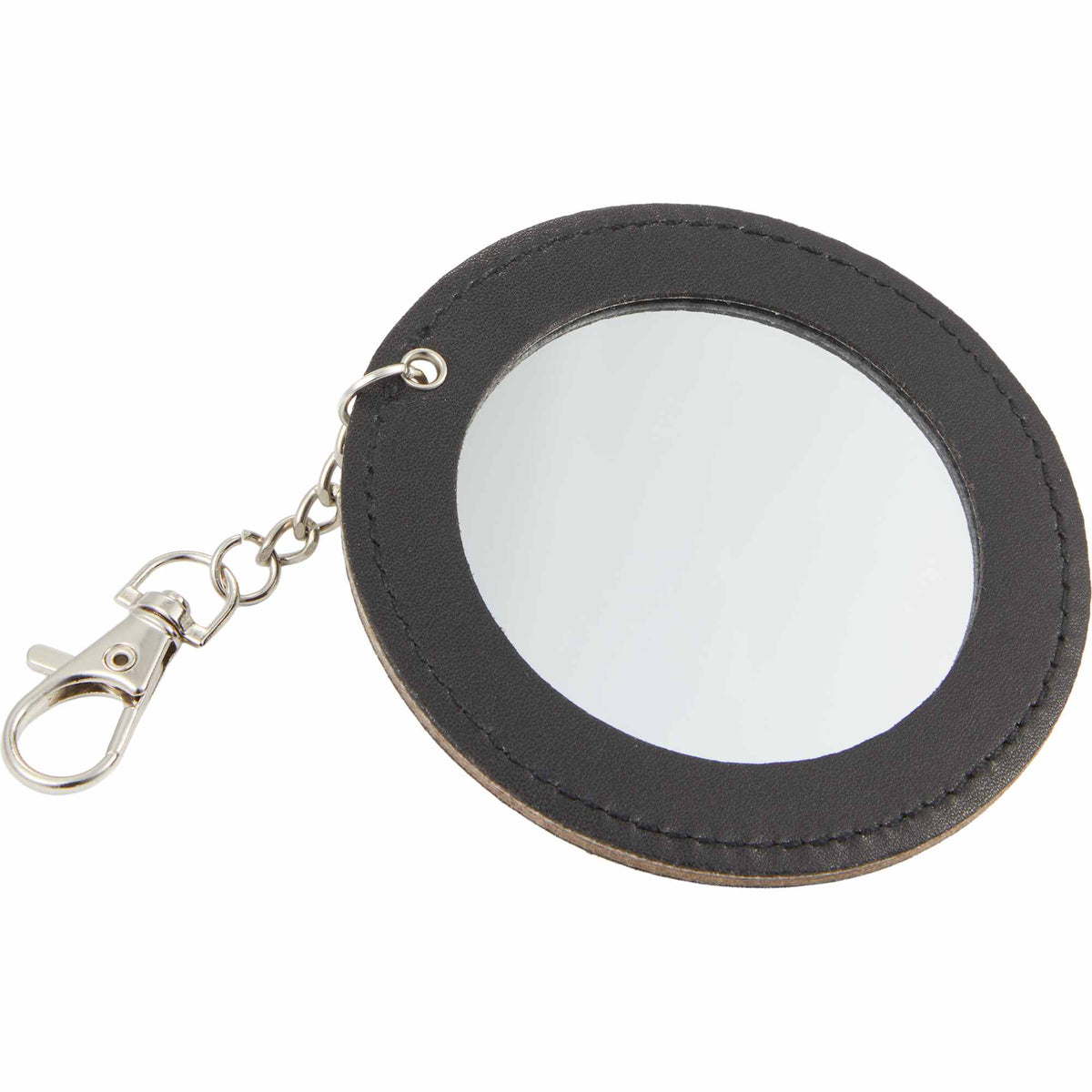 Compact Mirror Bag Charm with Lobster Clip - Black - Detail
