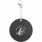 Compact Mirror Bag Charm with Lobster Clip - Black - Front
