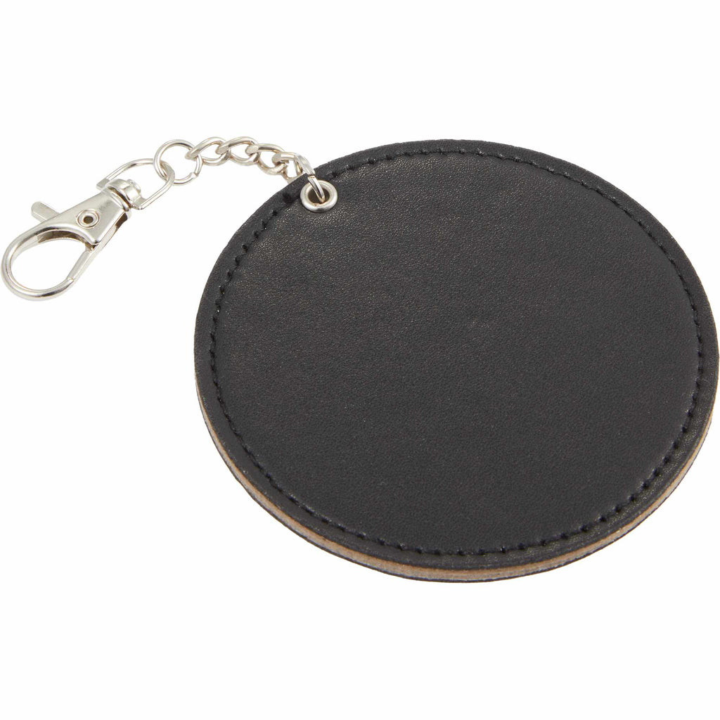 Compact Mirror Bag Charm with Lobster Clip - Black - Left Angle