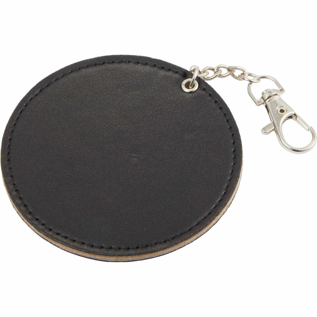 Compact Mirror Bag Charm with Lobster Clip - Black - Right Angle