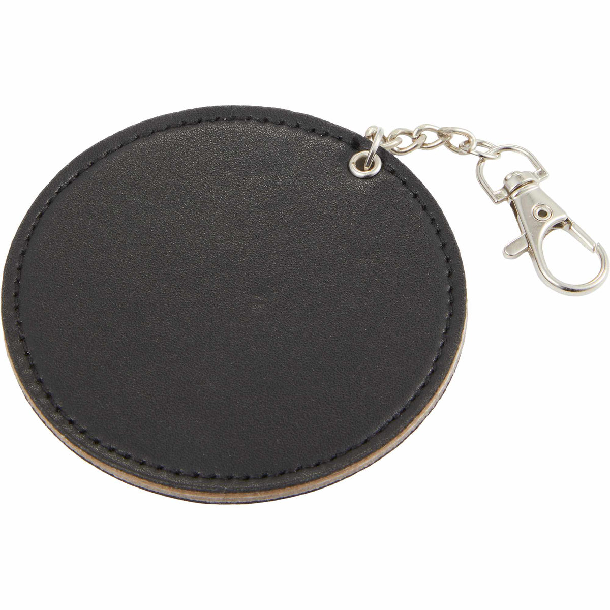 Compact Mirror Bag Charm with Lobster Clip - Black - Right Angle