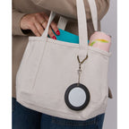 Compact Mirror Bag Charm with Lobster Clip - Black - Scale 2