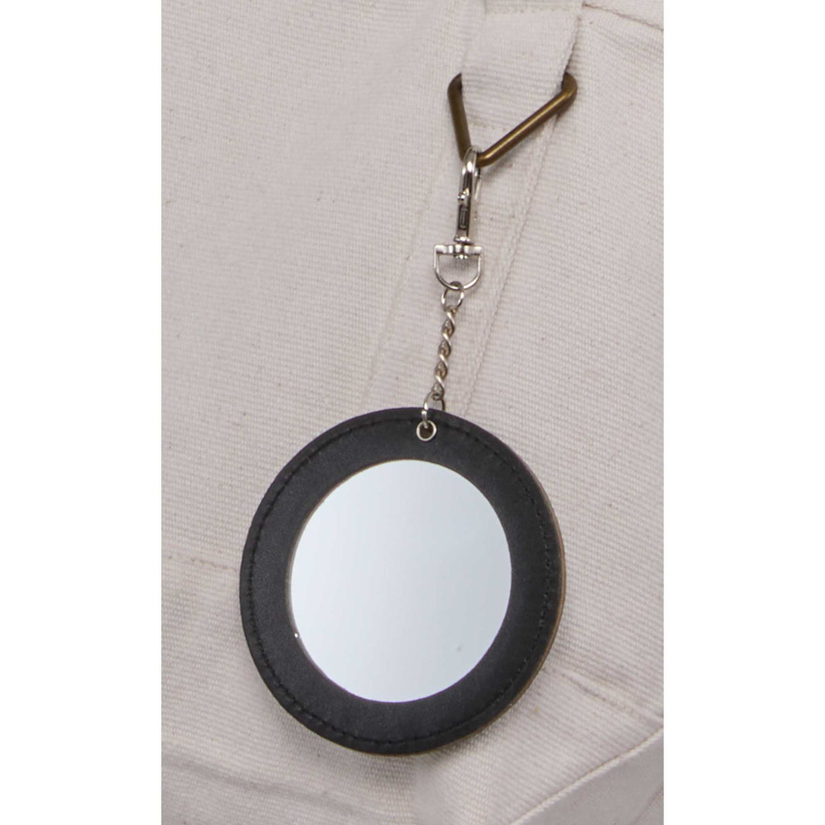 Compact Mirror Bag Charm with Lobster Clip - Black - Scale