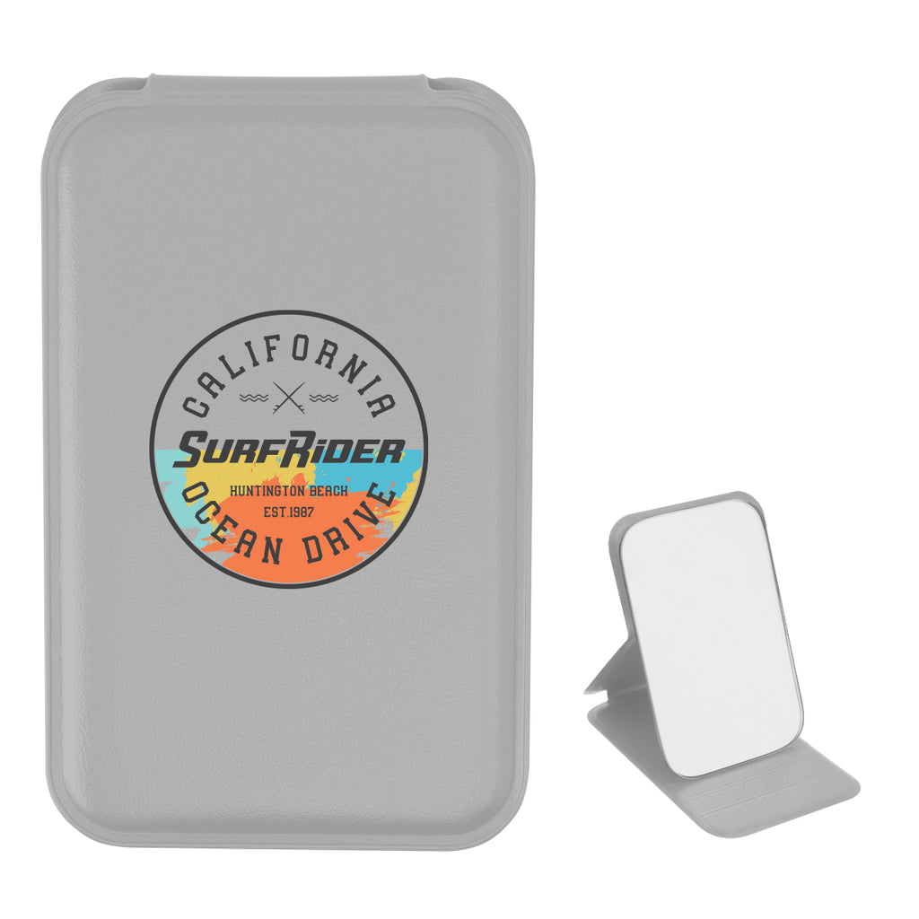 Compact Mirror in Leatherette - Gray - Full Color