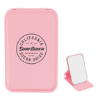 Compact Mirror in Leatherette - Pink - Silk Screen
