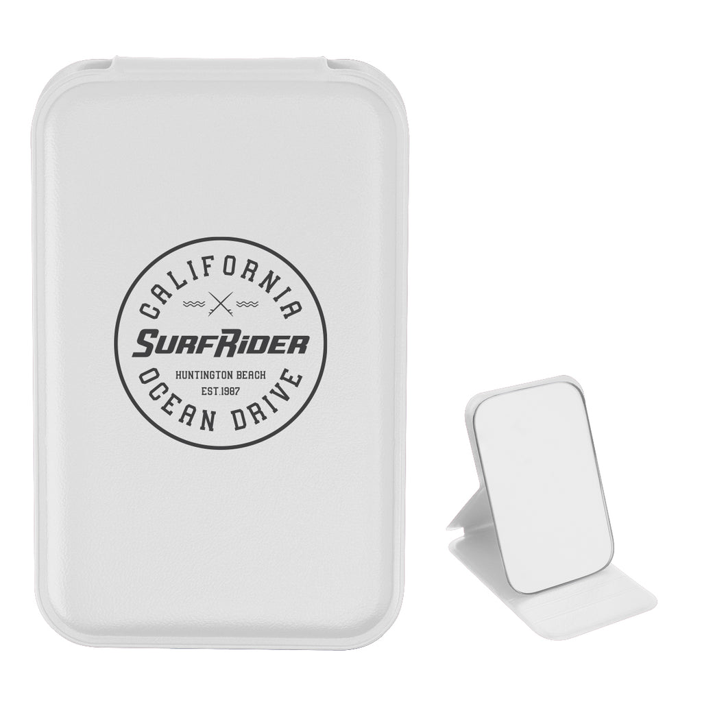 Compact Mirror in Leatherette - White - Silk Screen
