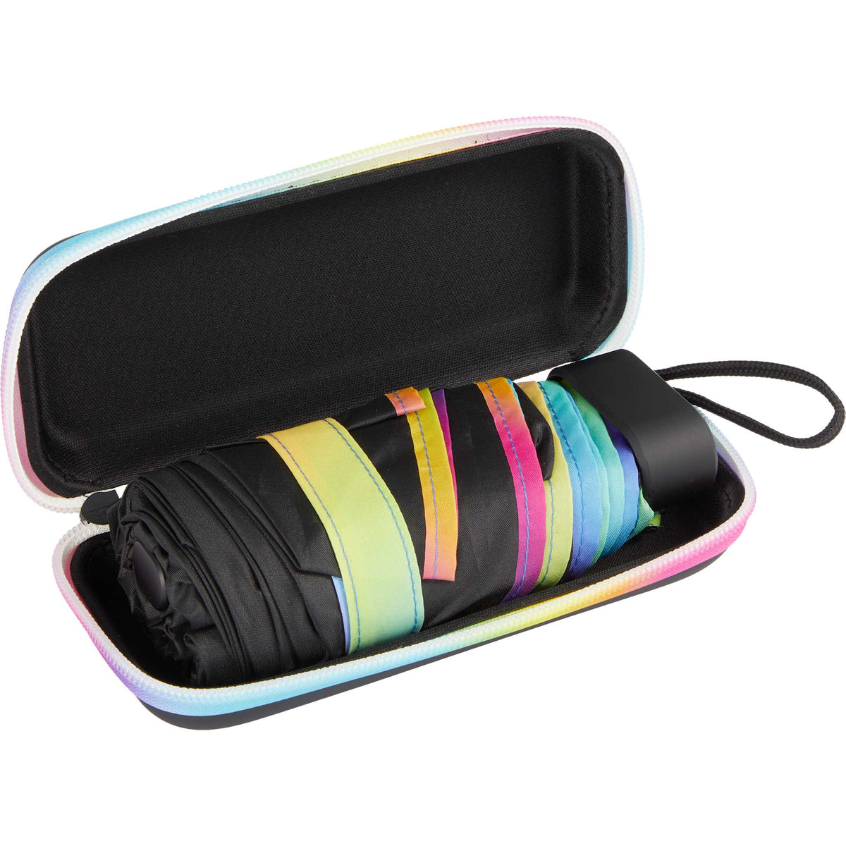 Compact Travel Umbrella with Zip Case, 37 Inch Transfer - Rainbow - Detail