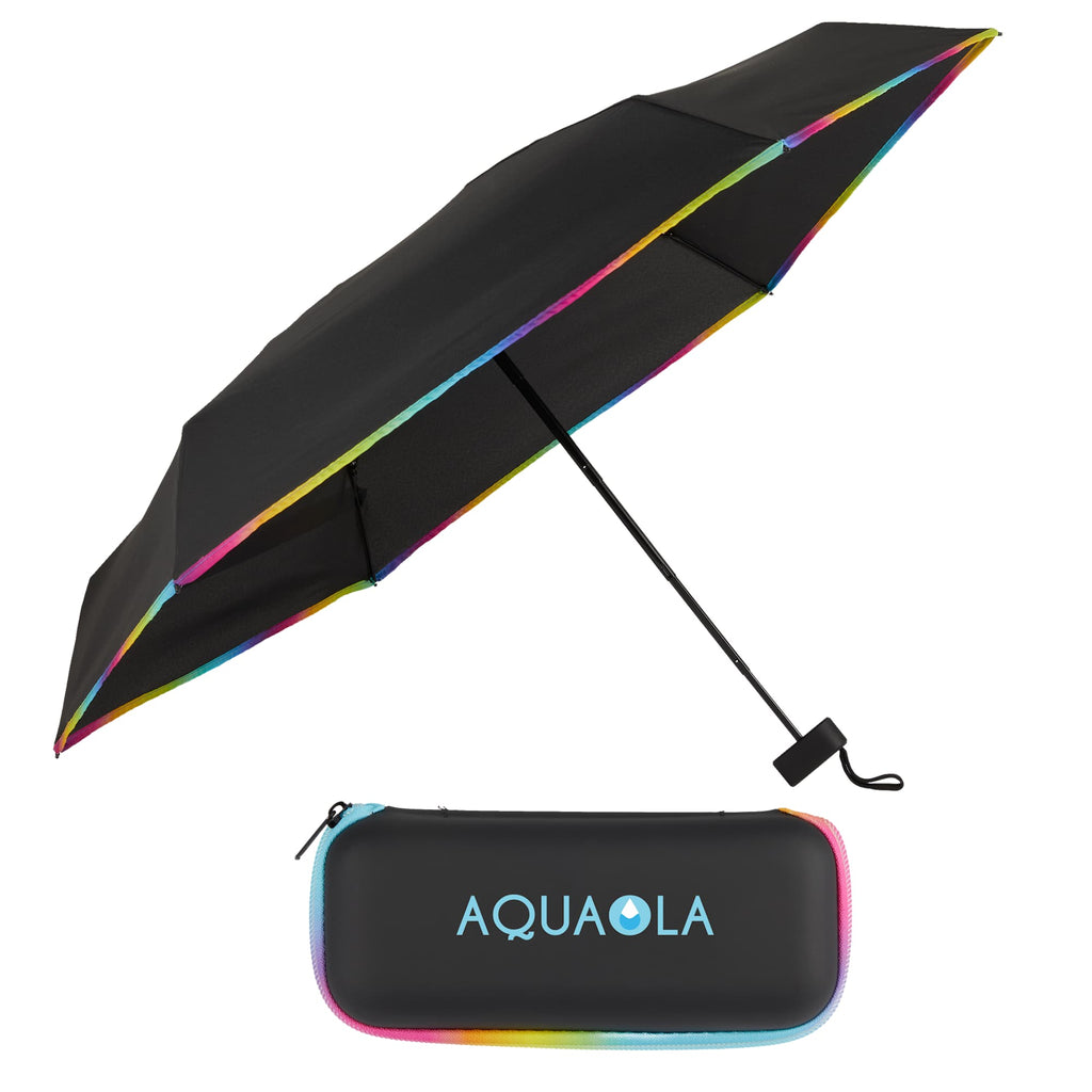 Compact Travel Umbrella with Zip Case, 37 Inch Transfer - Rainbow - Front