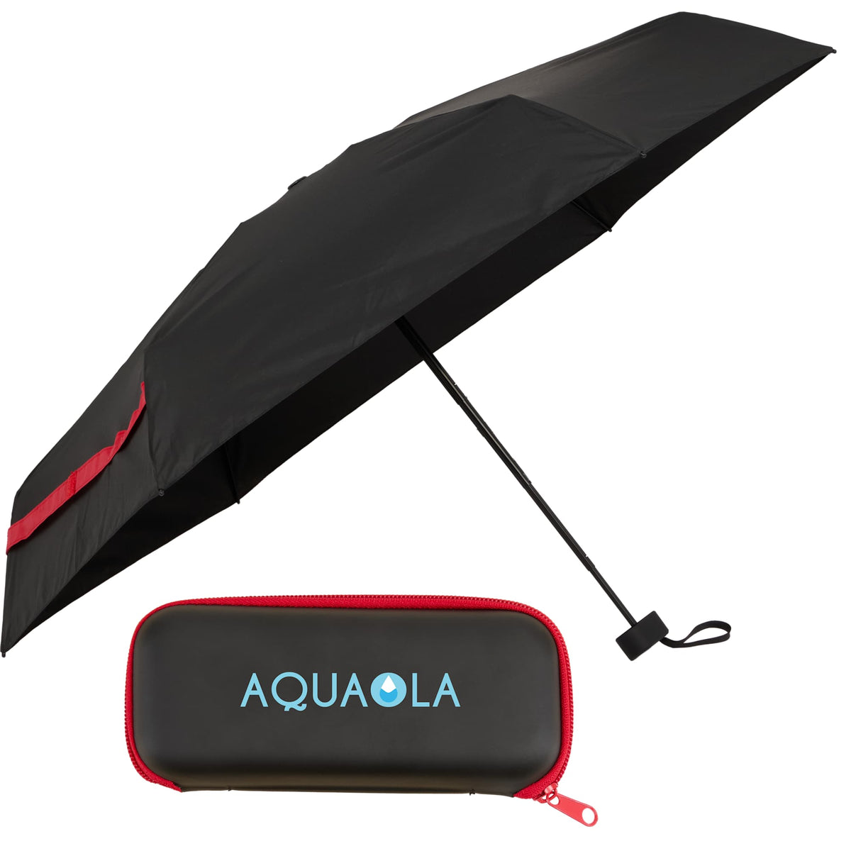 Compact Travel Umbrella with Zip Case, 37 Inch Transfer - Red - Right Angle