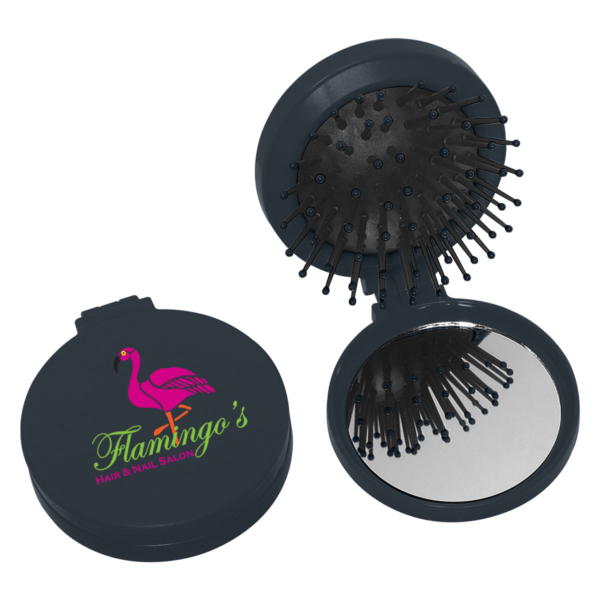 Compact with Brush and Mirror - Black - Full Color
