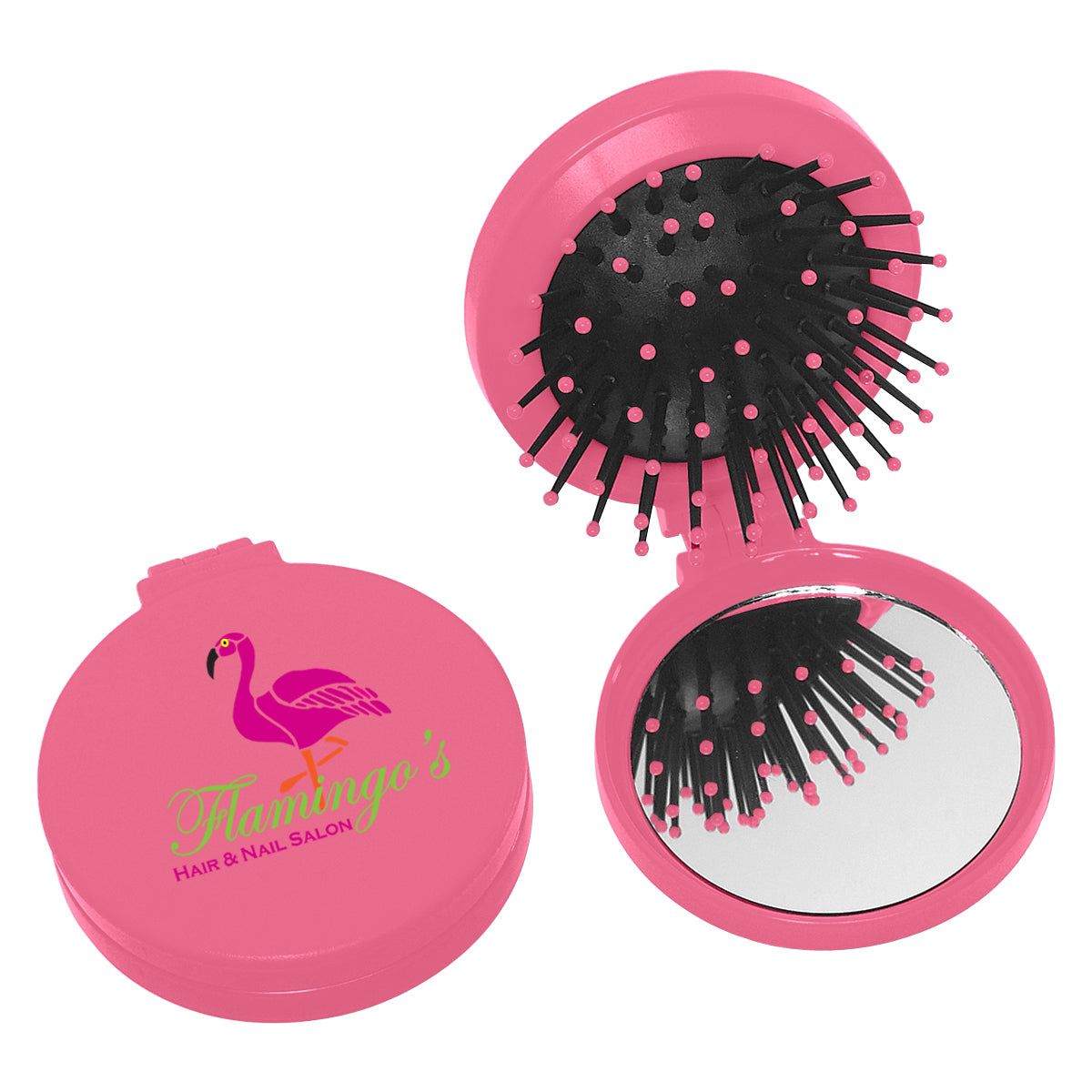 Compact with Brush and Mirror - Pink - Full Color