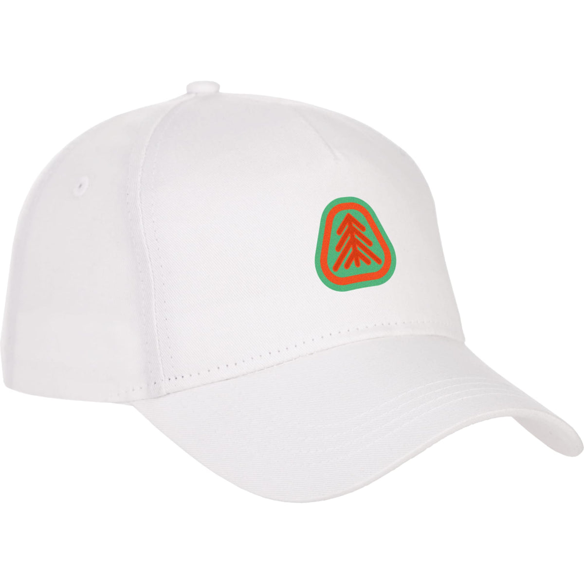 Composite Structured Ball Cap with Seamless Front Transfer - White - Flat