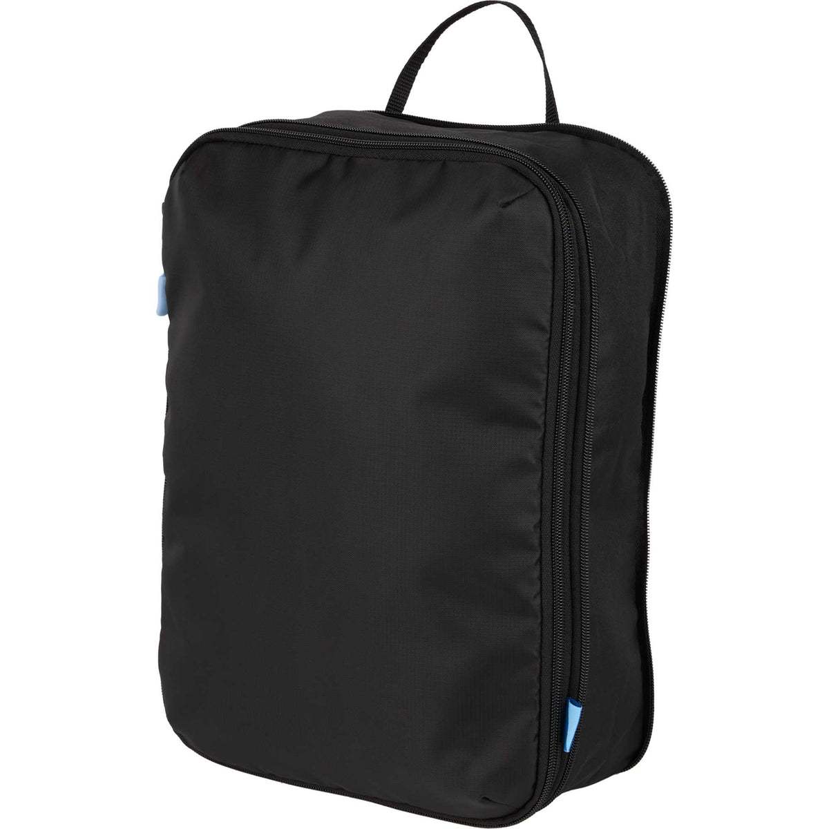 Compression Packing Cubes with Blue Zip Pulls, Set of 2 - Black - Left Angle