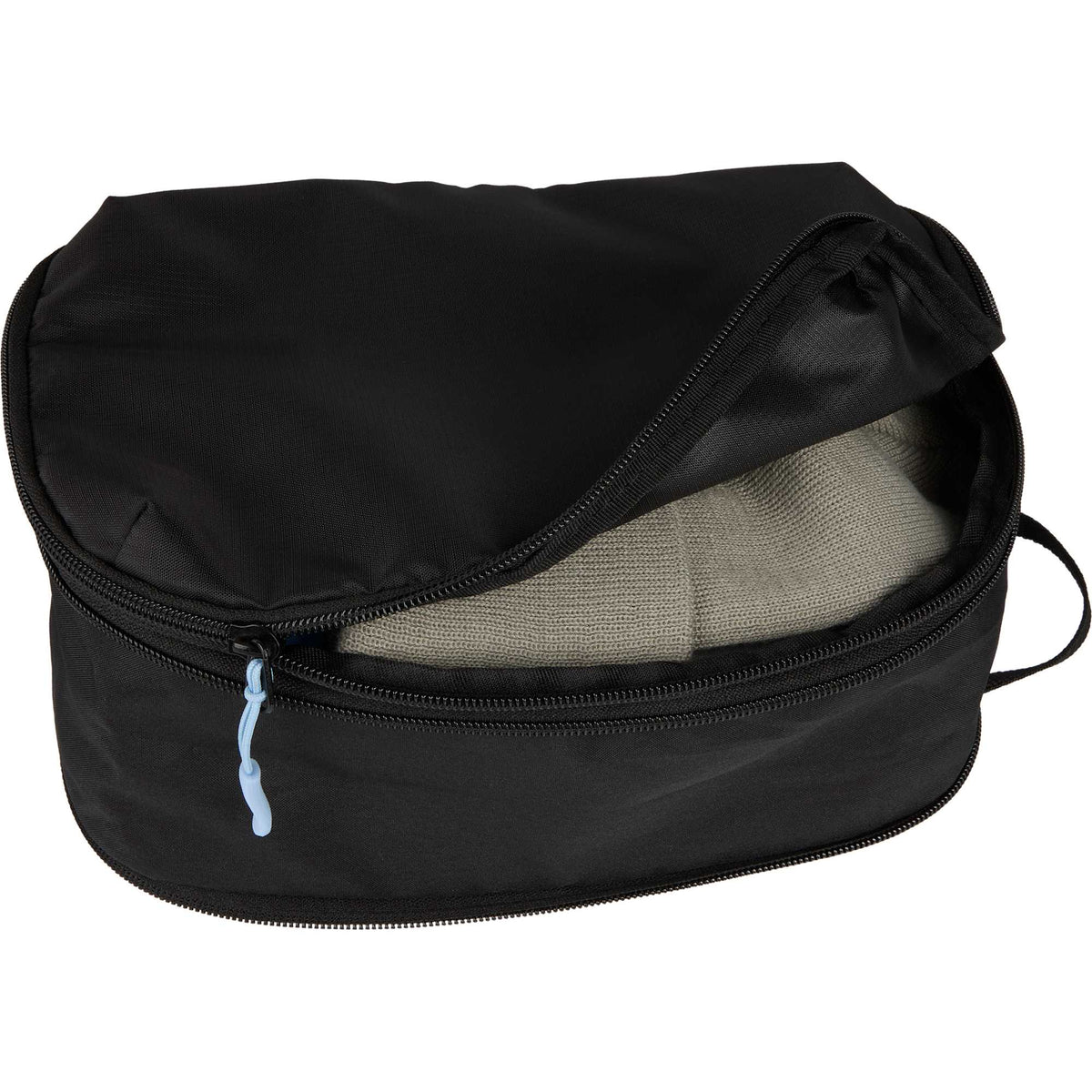 Compression Packing Cubes with Blue Zip Pulls, Set of 2 - Black - Propped 3
