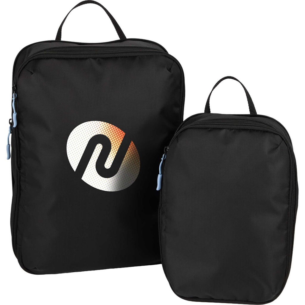 Compression Packing Cubes with Blue Zip Pulls, Set of 2 - Black - Set