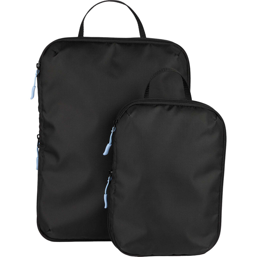 Compression Packing Cubes with Blue Zip Pulls, Set of 2 Embroidery - Black - Detail 4