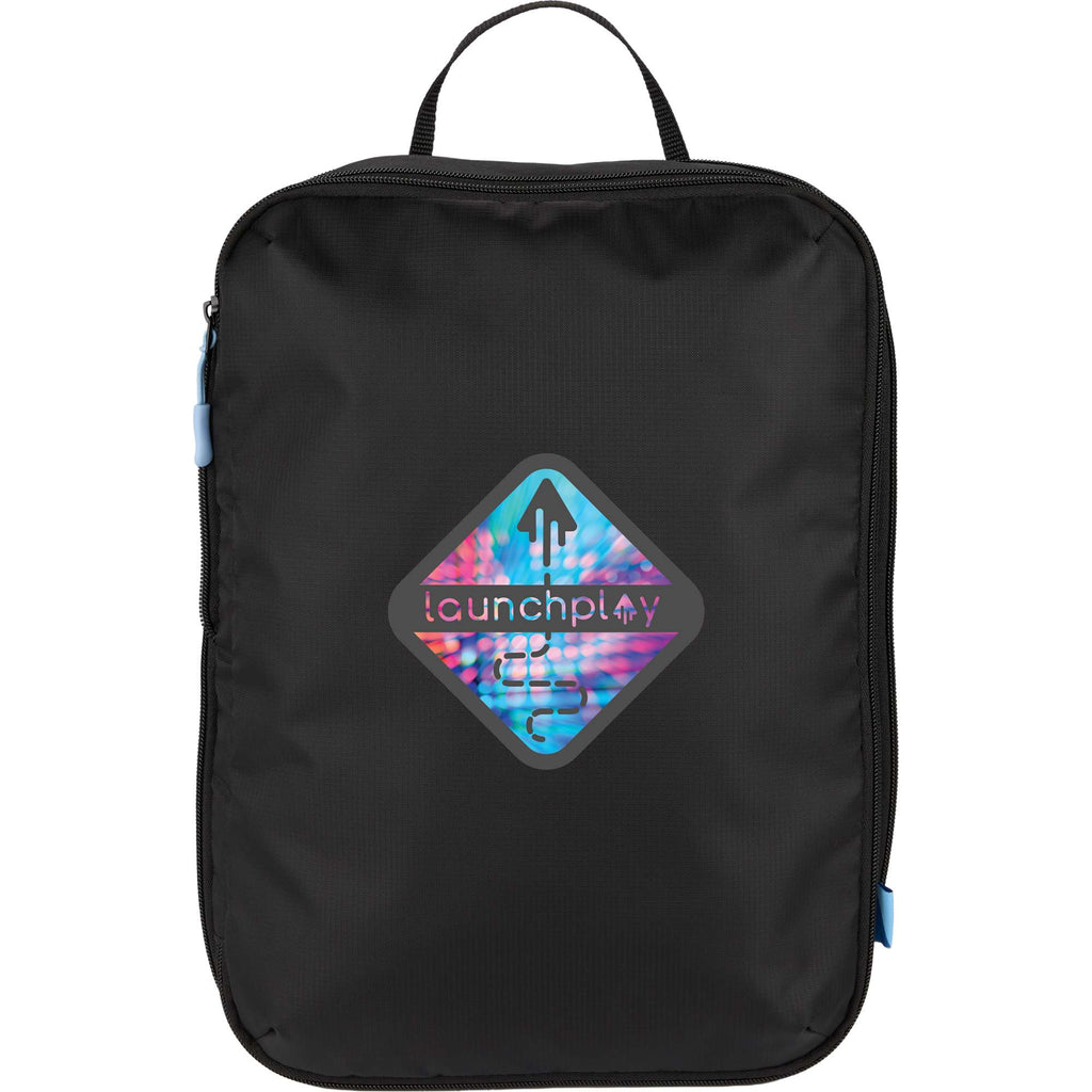 Compression Packing Cubes with Blue Zip Pulls, Set of 2 Embroidery - Black - Front