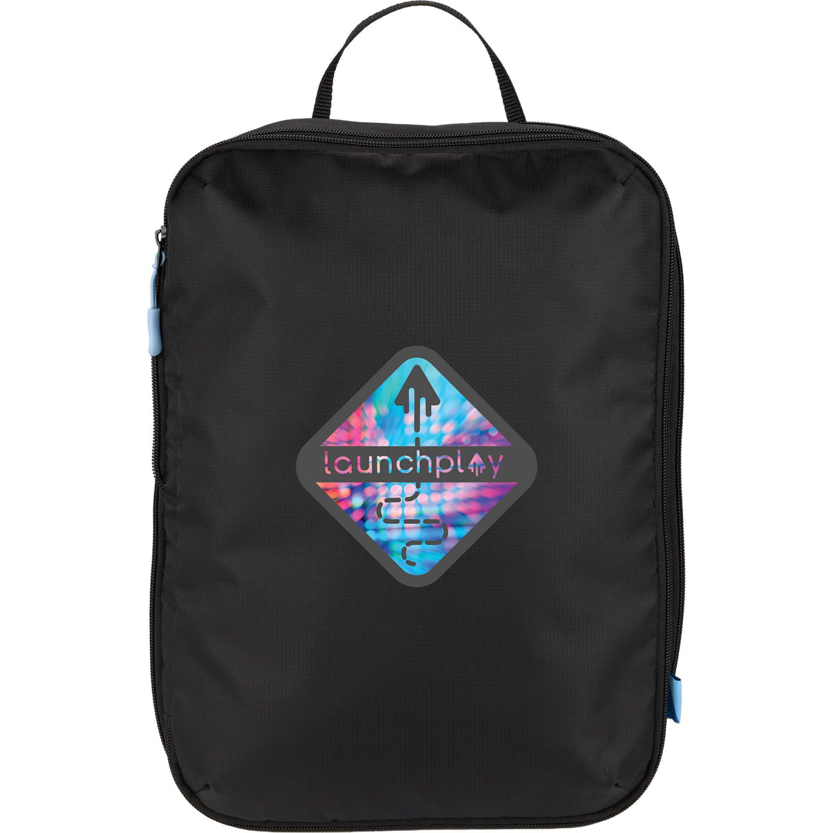 Compression Packing Cubes with Blue Zip Pulls, Set of 2 Transfer - Black - Front