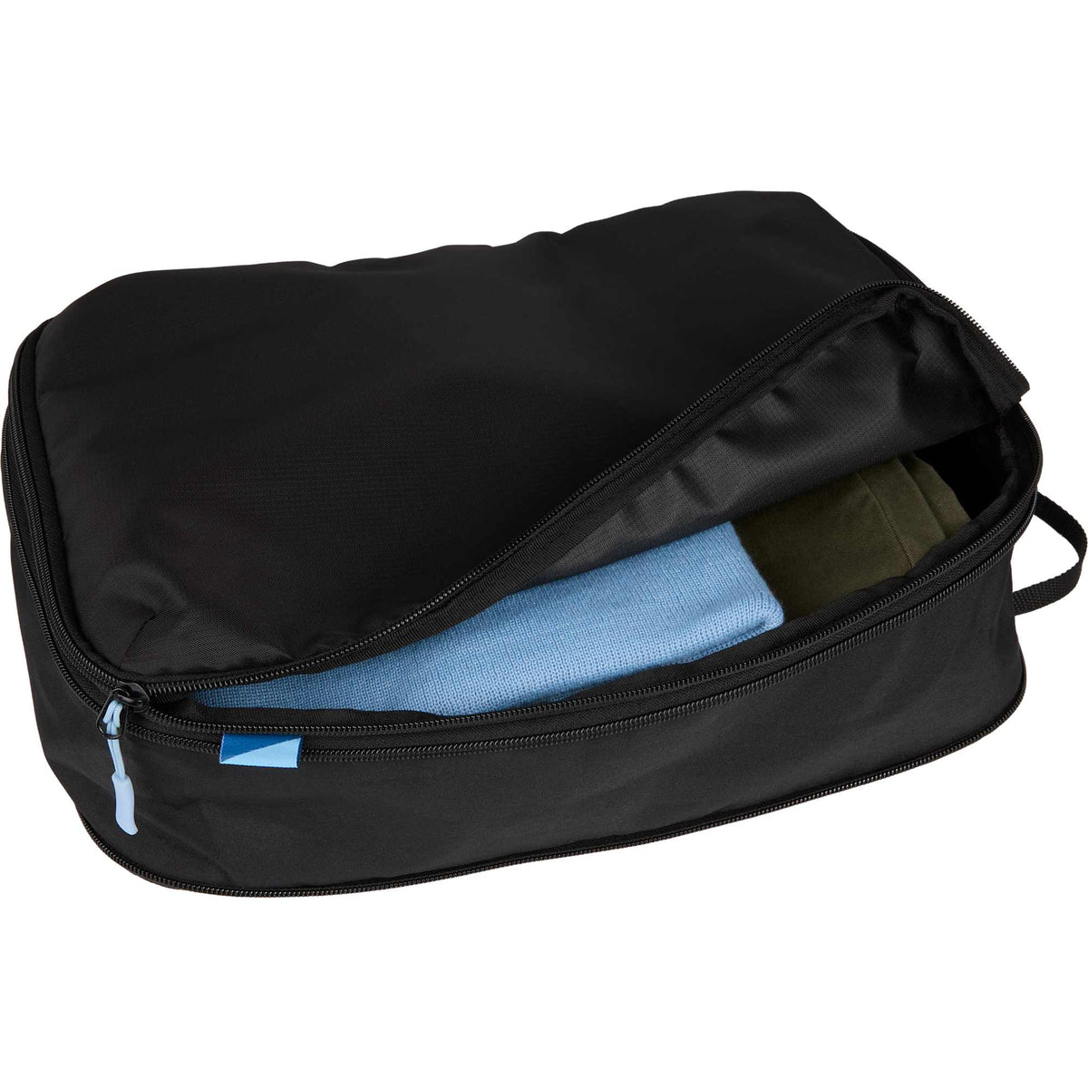 Compression Packing Cubes with Blue Zip Pulls, Set of 2 Transfer - Black - Propped 2