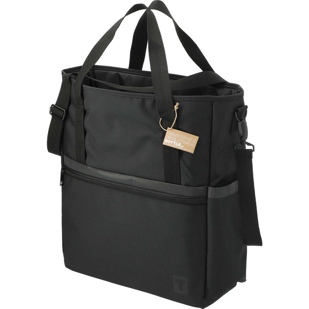 Computer Tote in Recycled Polyester Transfer - Black - Left Angle 2