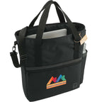 Computer Tote in Recycled Polyester Transfer - Black - Right Angle