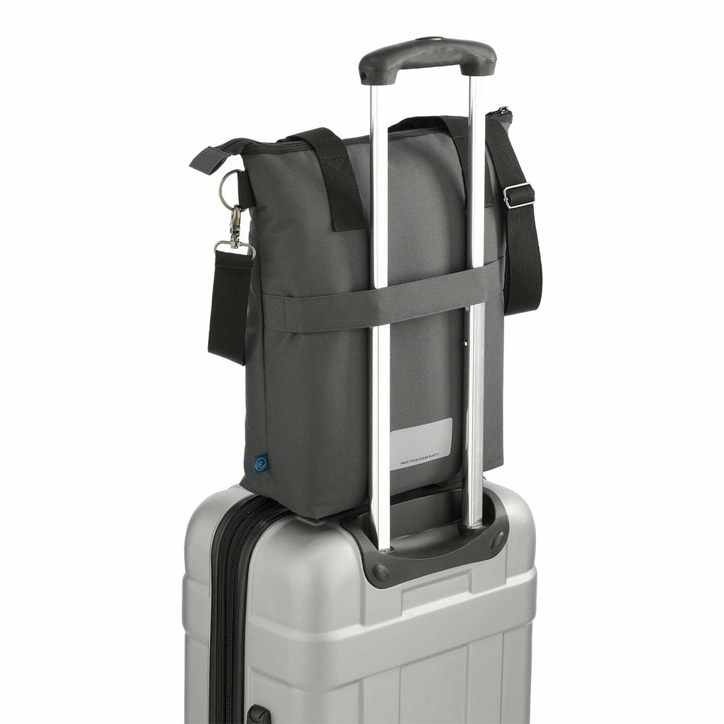 Computer Tote in Repreve Recycled Ocean Plastic - Charcoal - Left Angle