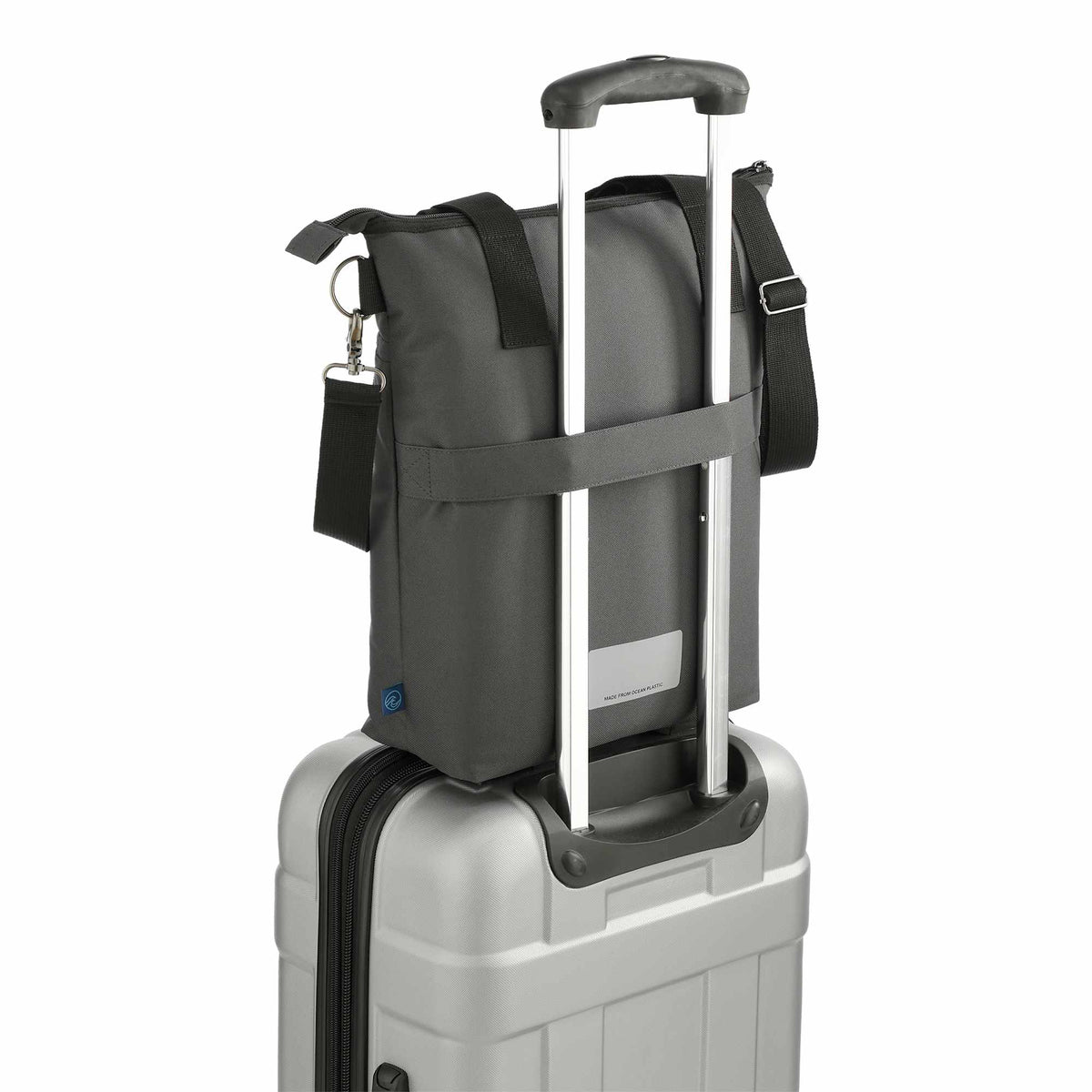 Computer Tote in Repreve Recycled Ocean Plastic - Charcoal - Left Angle