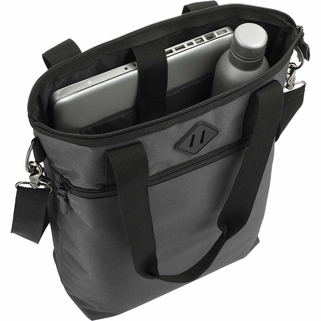 Computer Tote in Repreve Recycled Ocean Plastic - Charcoal - Right Angle 2