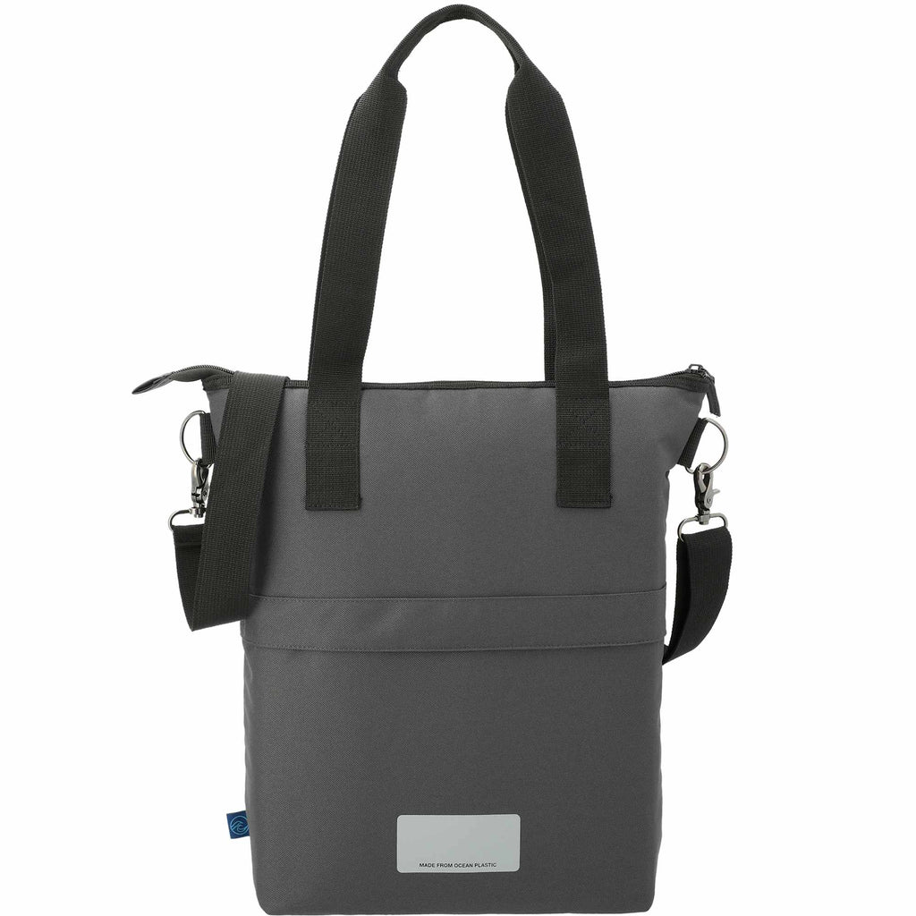 Computer Tote in Repreve Recycled Ocean Plastic Transfer - Charcoal - Back