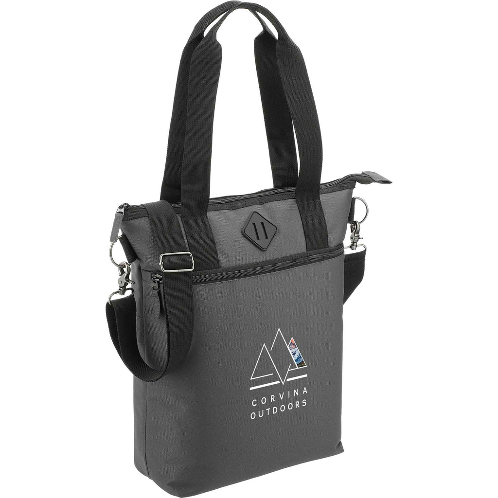 Computer Tote in Repreve Recycled Ocean Plastic Transfer - Charcoal - Right Angle