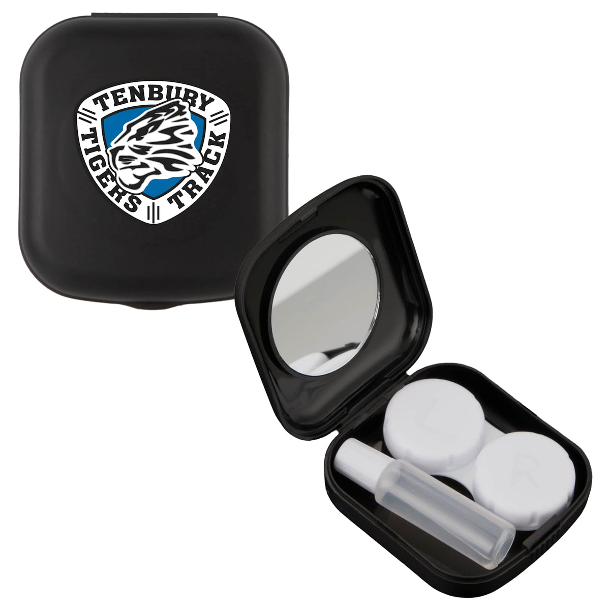 Contact Lens Travel Case with Mirror and Bottle Full Color - Black - Default