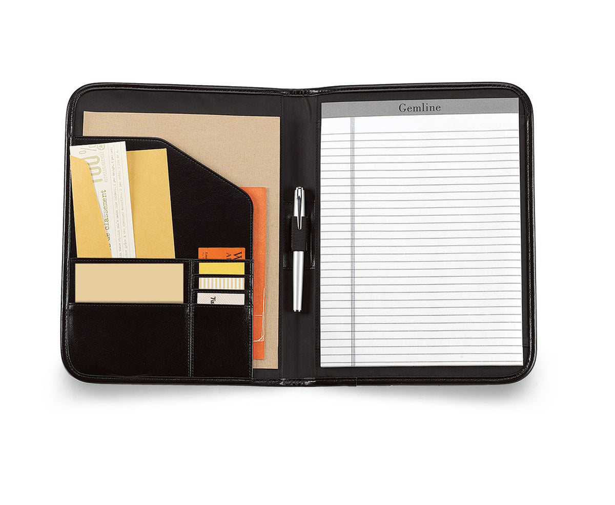 Contemporary Leather Writing Pad with Tablet Pocket - Black - View 2