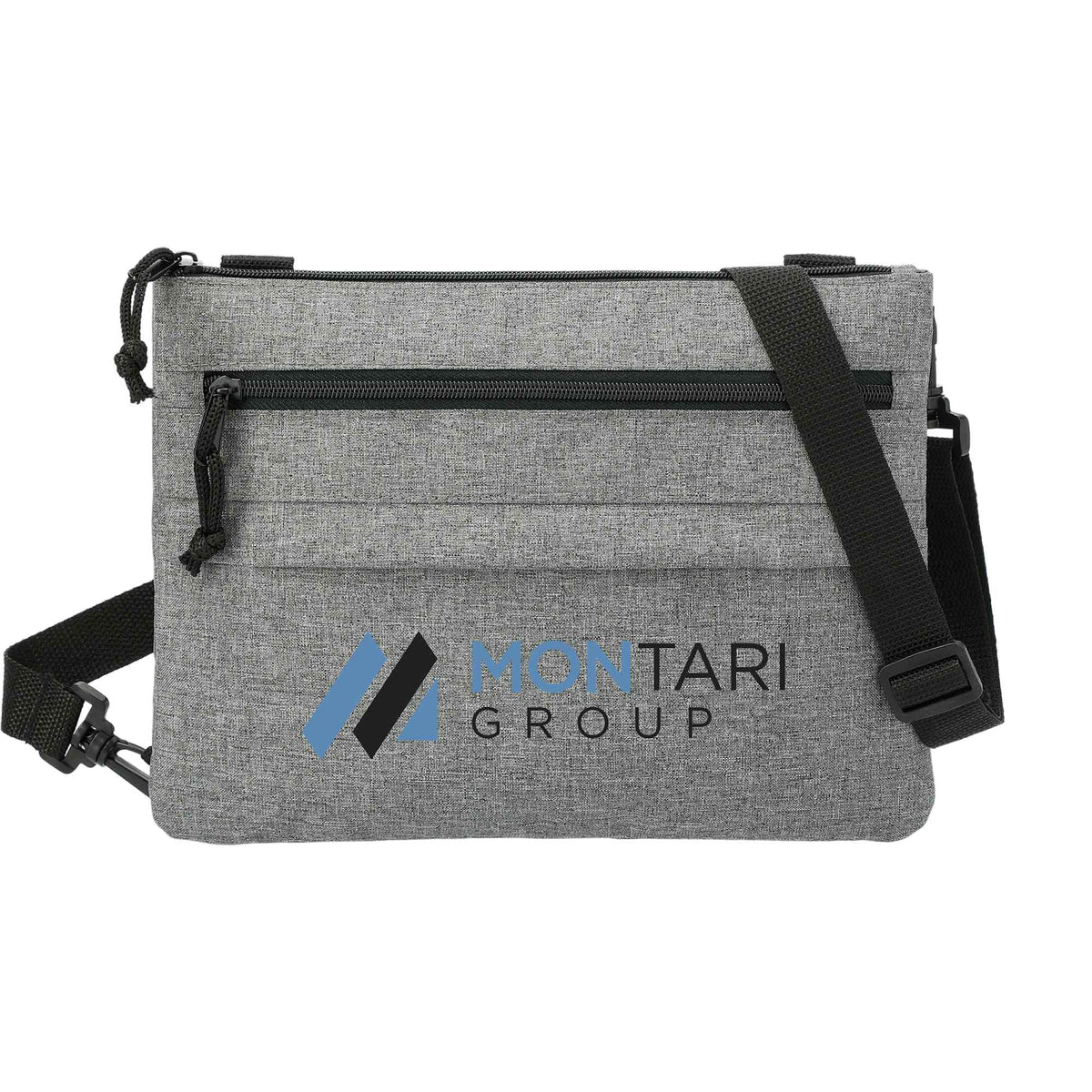 Convertible Sling Bag with Three Zip Pockets Full Color - Graphite - Front