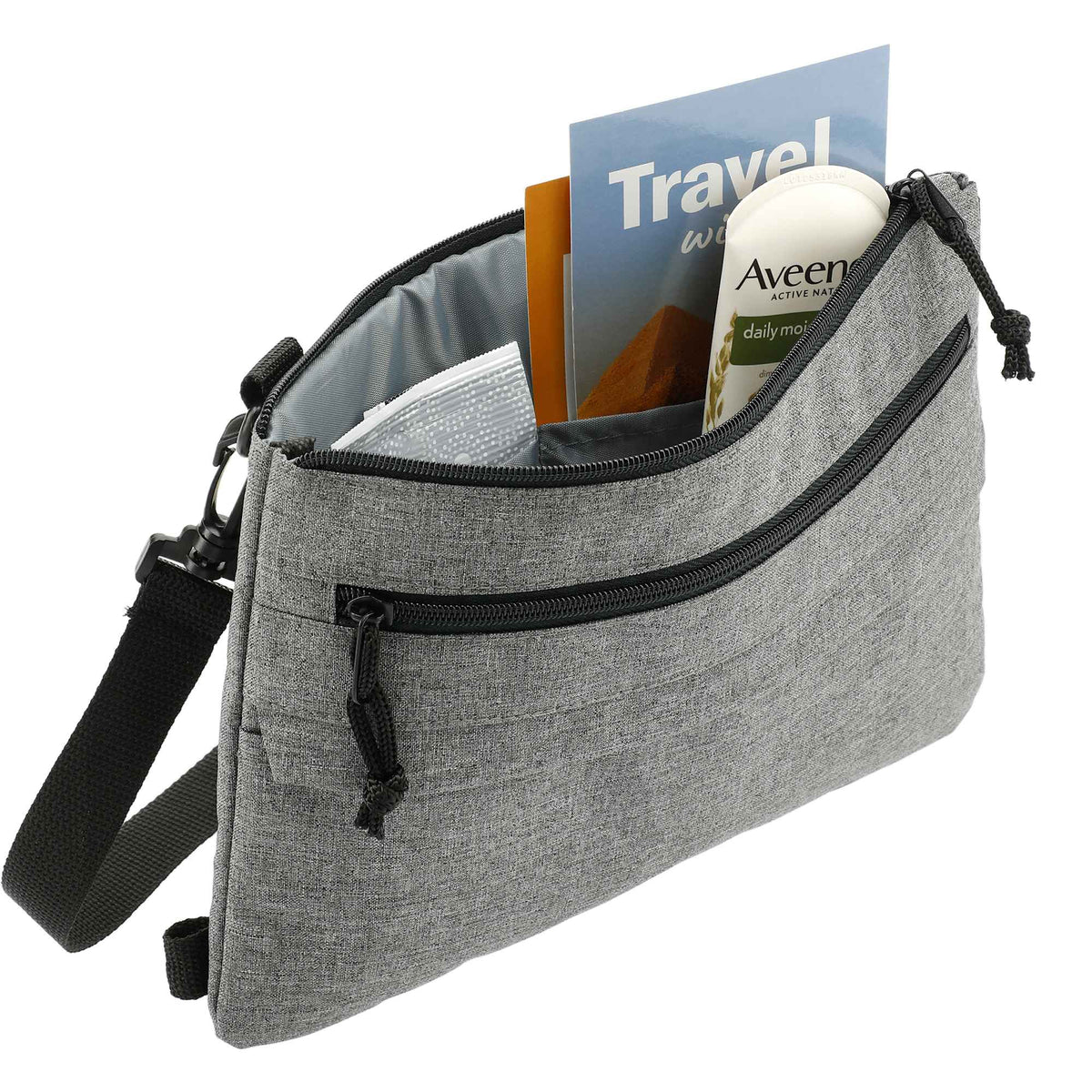 Convertible Sling Bag with Three Zip Pockets Full Color - Graphite - Right Angle 2