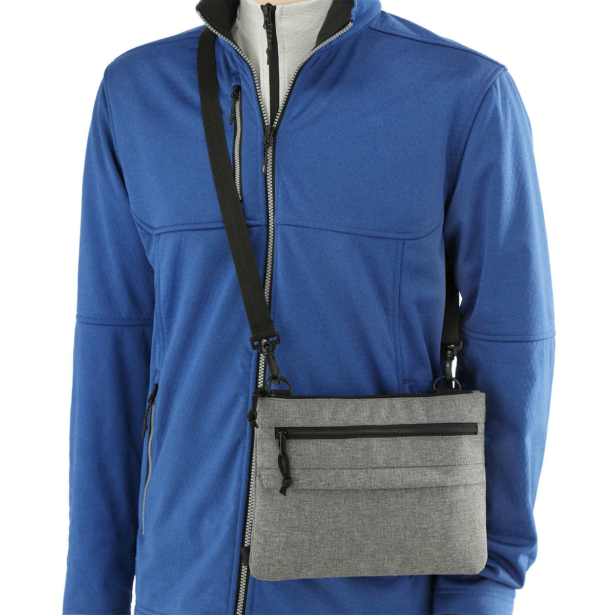 Convertible Sling Bag with Three Zip Pockets Full Color - Graphite - Right Angle 3