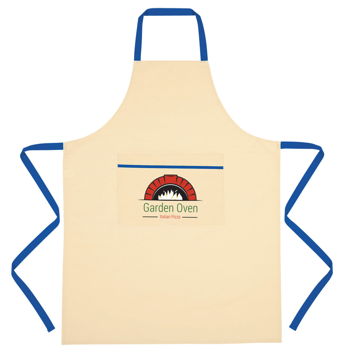 Cooking Apron in Cotton - Natural With Royal Blue - Colorbrite