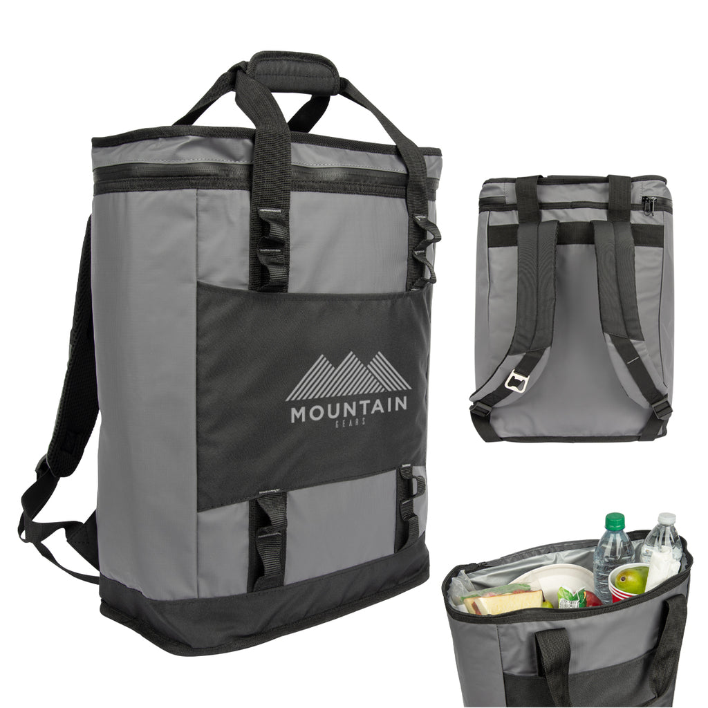 Cooler Backpack, Brewtus XL - Black with Gray - Silk Screen