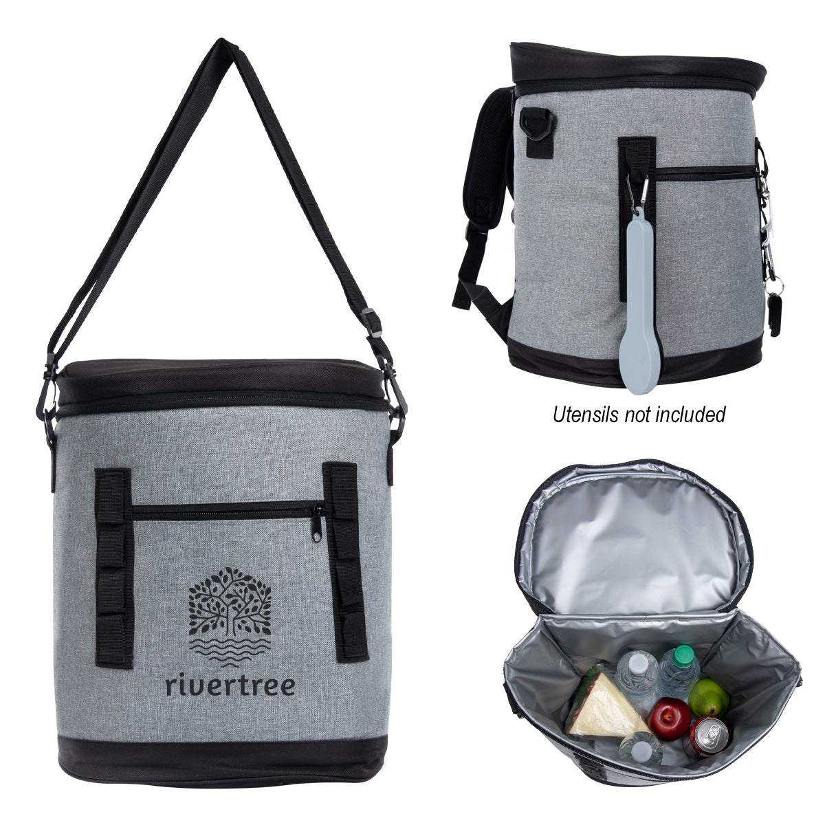 Cooler Backpack, Happy Camper - Gray - Silk Screen
