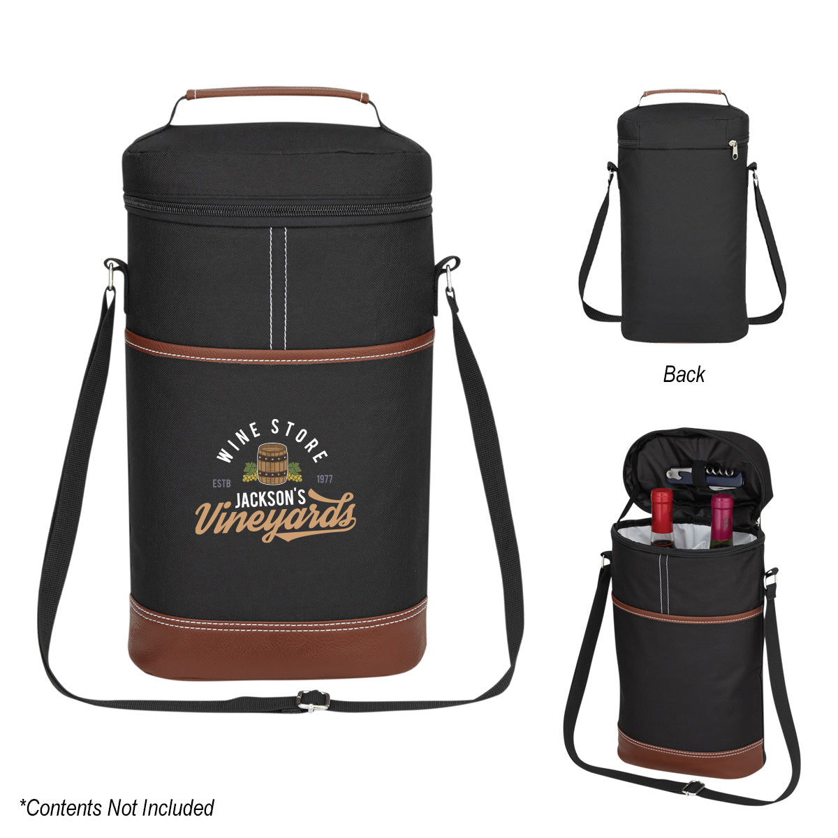 Cooler Bag for Two Wine Bottles - Black - Colorbrite