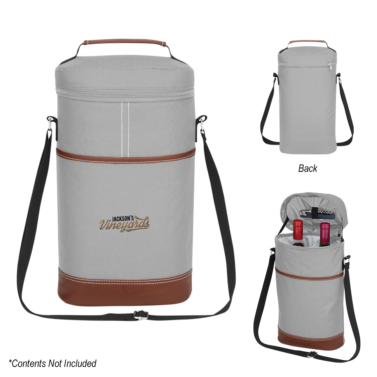 Cooler Bag for Two Wine Bottles Embroidery - Gray - Embroidery