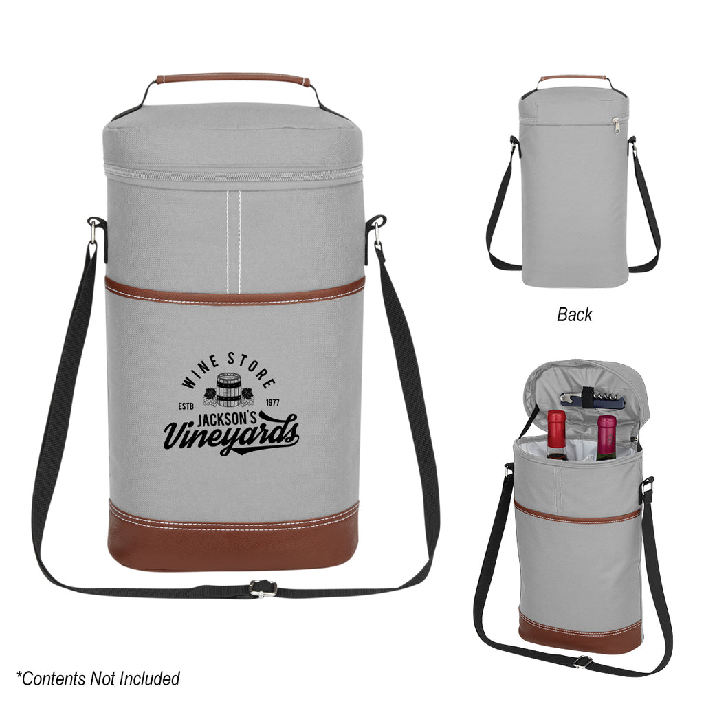 Cooler Bag for Two Wine Bottles - Gray - Silk Screen