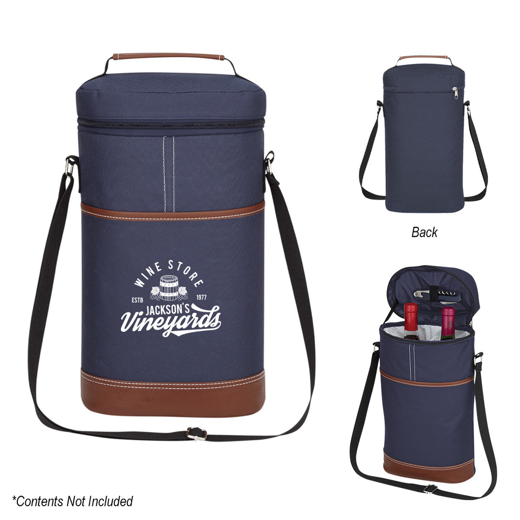 Cooler Bag for Two Wine Bottles - Navy - Silk Screen