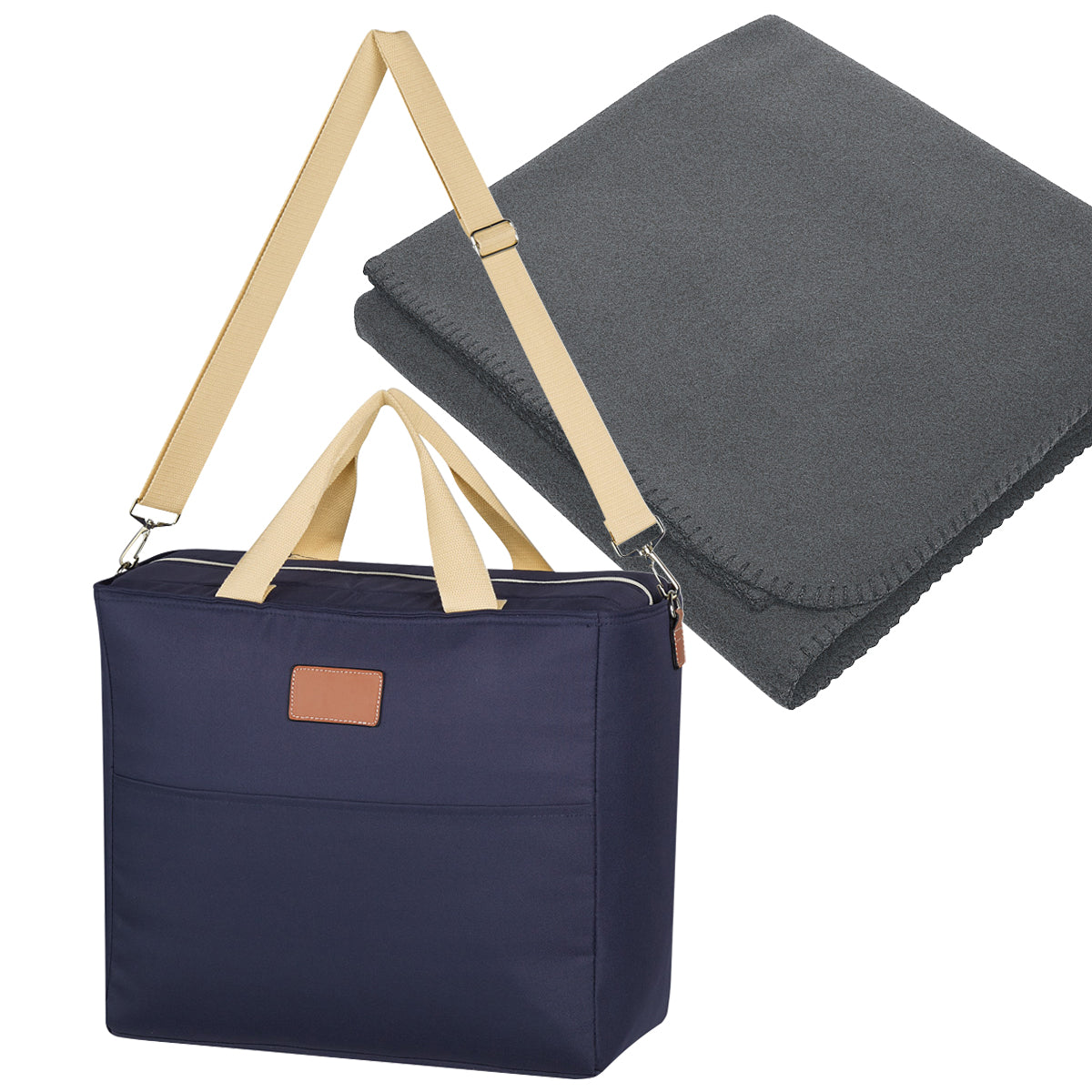 Cooler Bag with Fleece Blanket, Hefty - Charcoal - Blank
