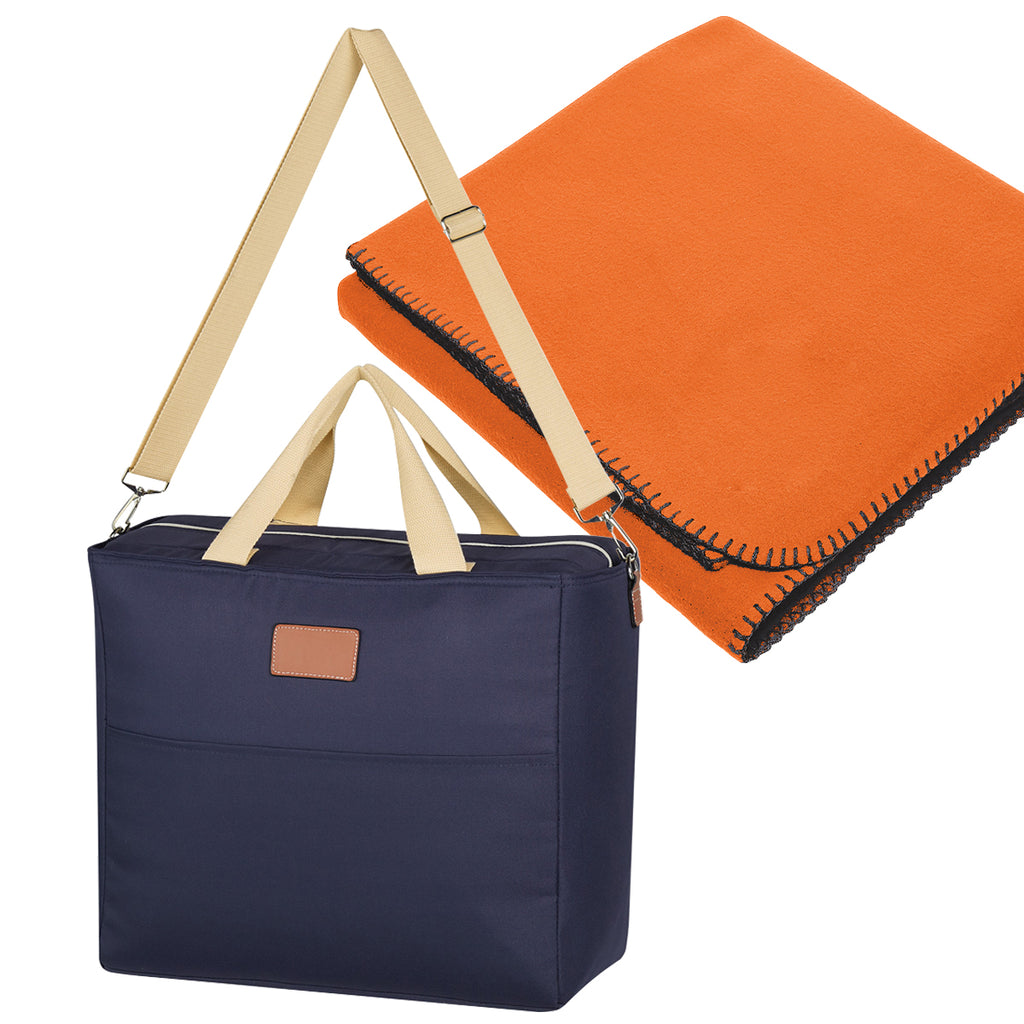 Cooler Bag with Fleece Blanket, Hefty - Orange - Blank